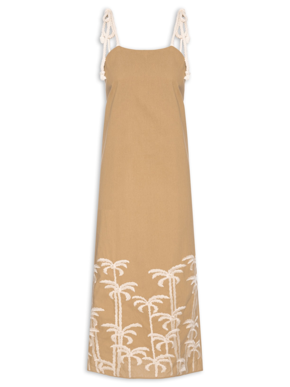 Vestido Midi Bordado - Marrom