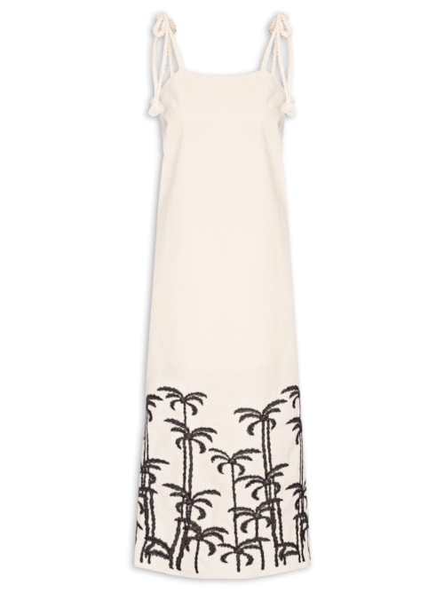 Vestido Midi Bordado - Off White