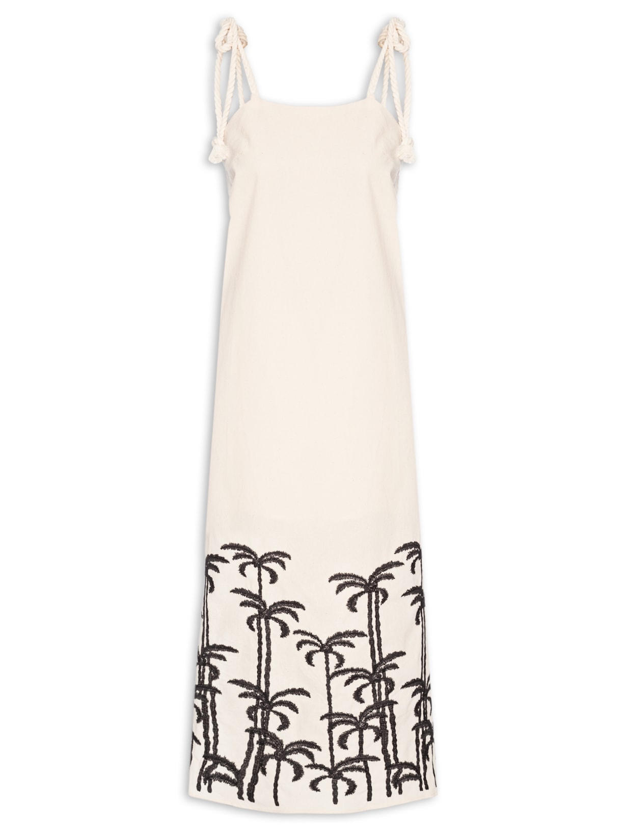 Vestido Midi Bordado Off White Basiq