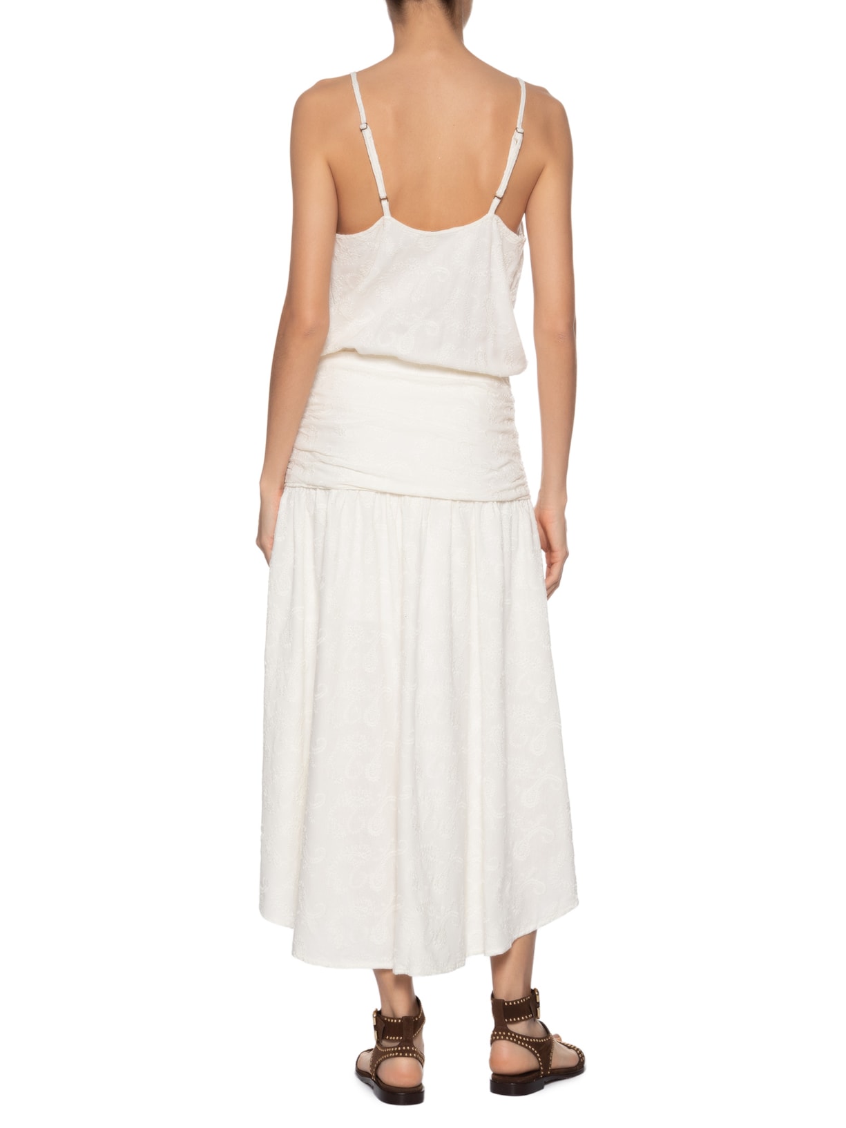 Vestido Midi Bordado Paisley Branco Maria Filó