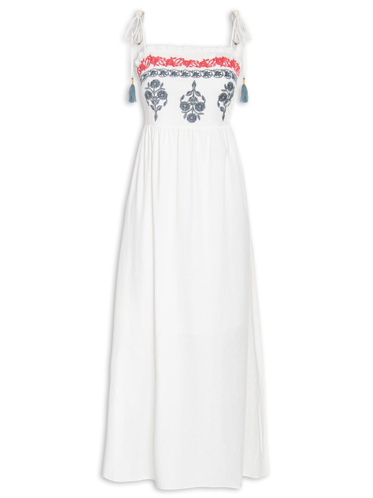 Vestido Midi Bordado Pampelonne - Branco