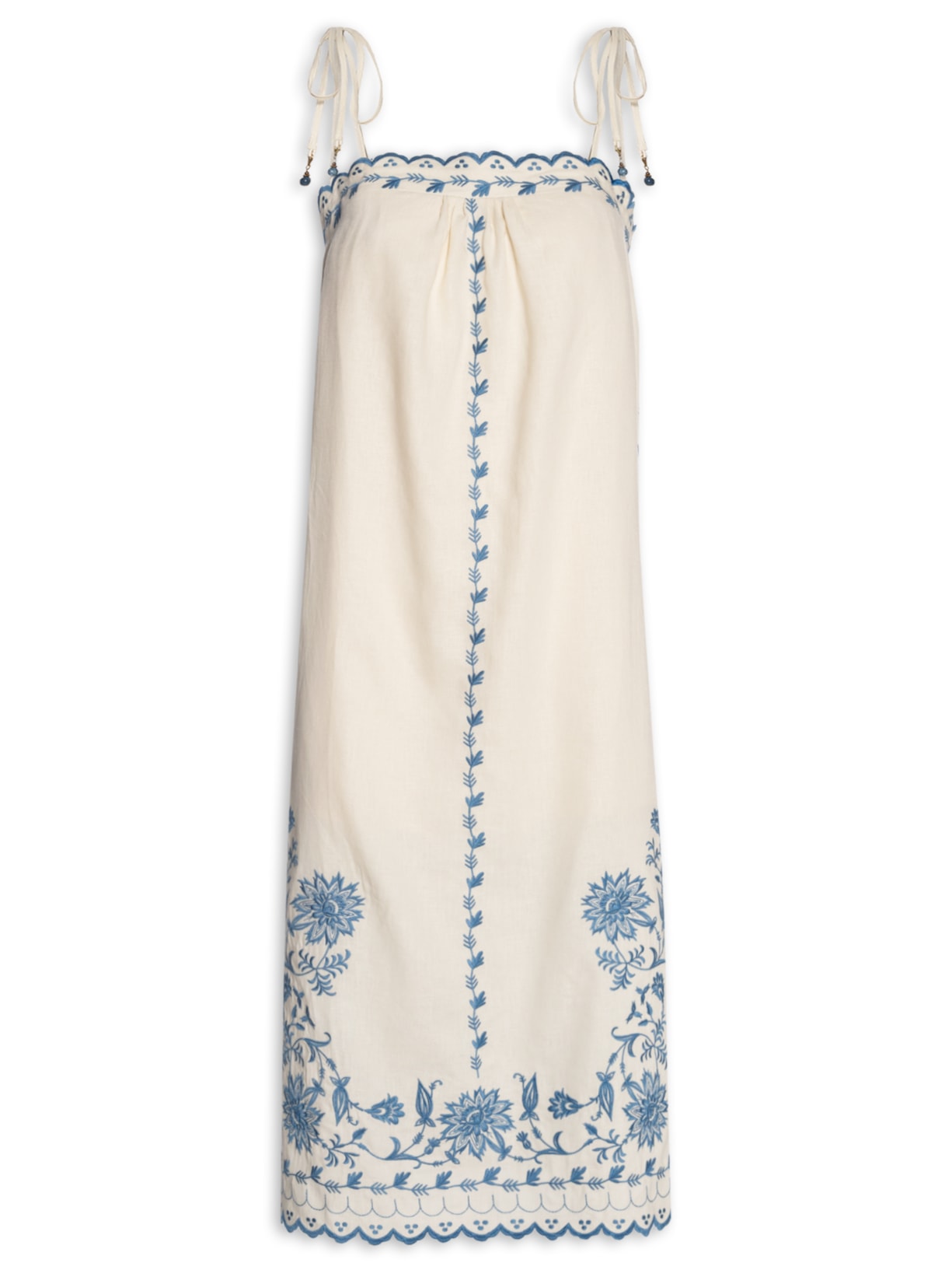 Vestido Midi Bordado Peônia - Branco