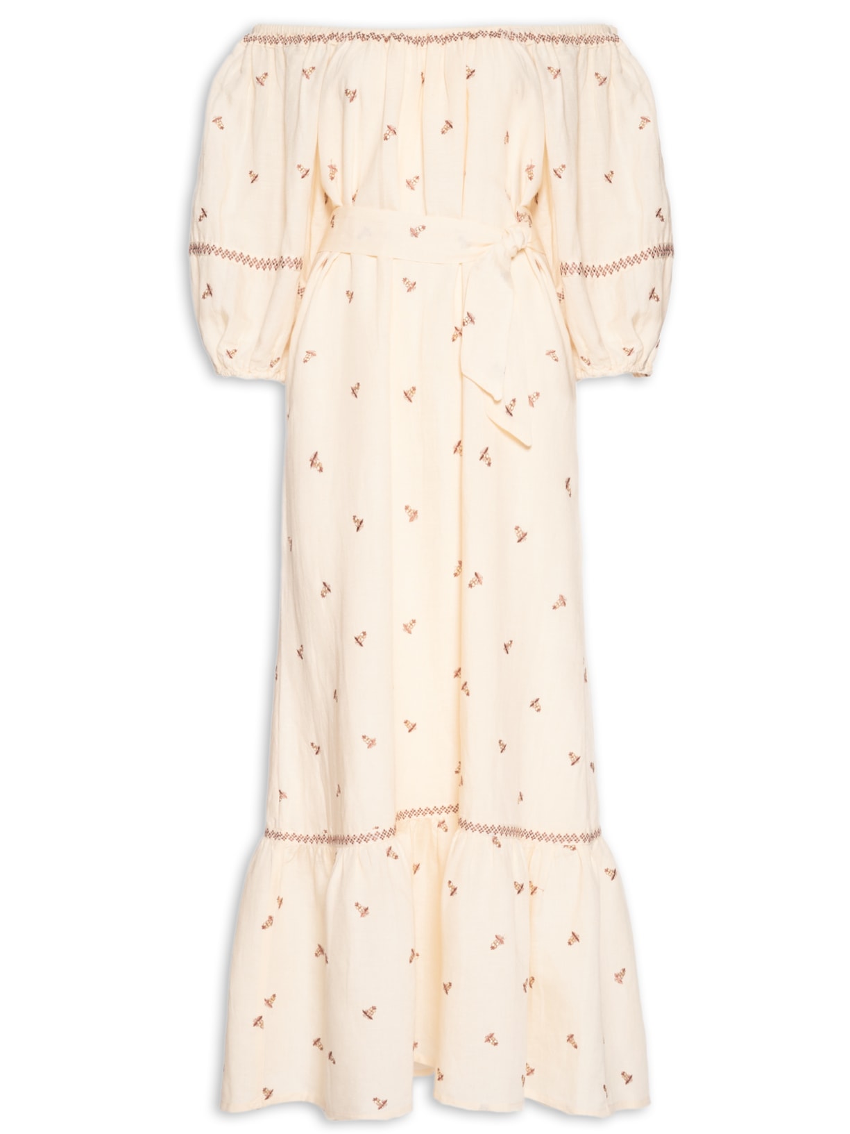 Vestido Midi Bordado Pólen - Off White