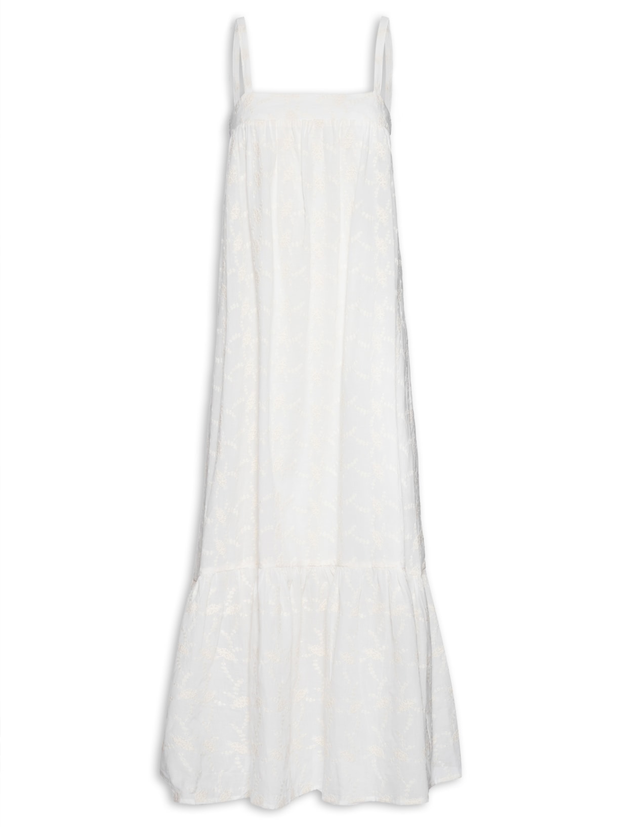 Vestido Midi Bordado Primavera - Off White