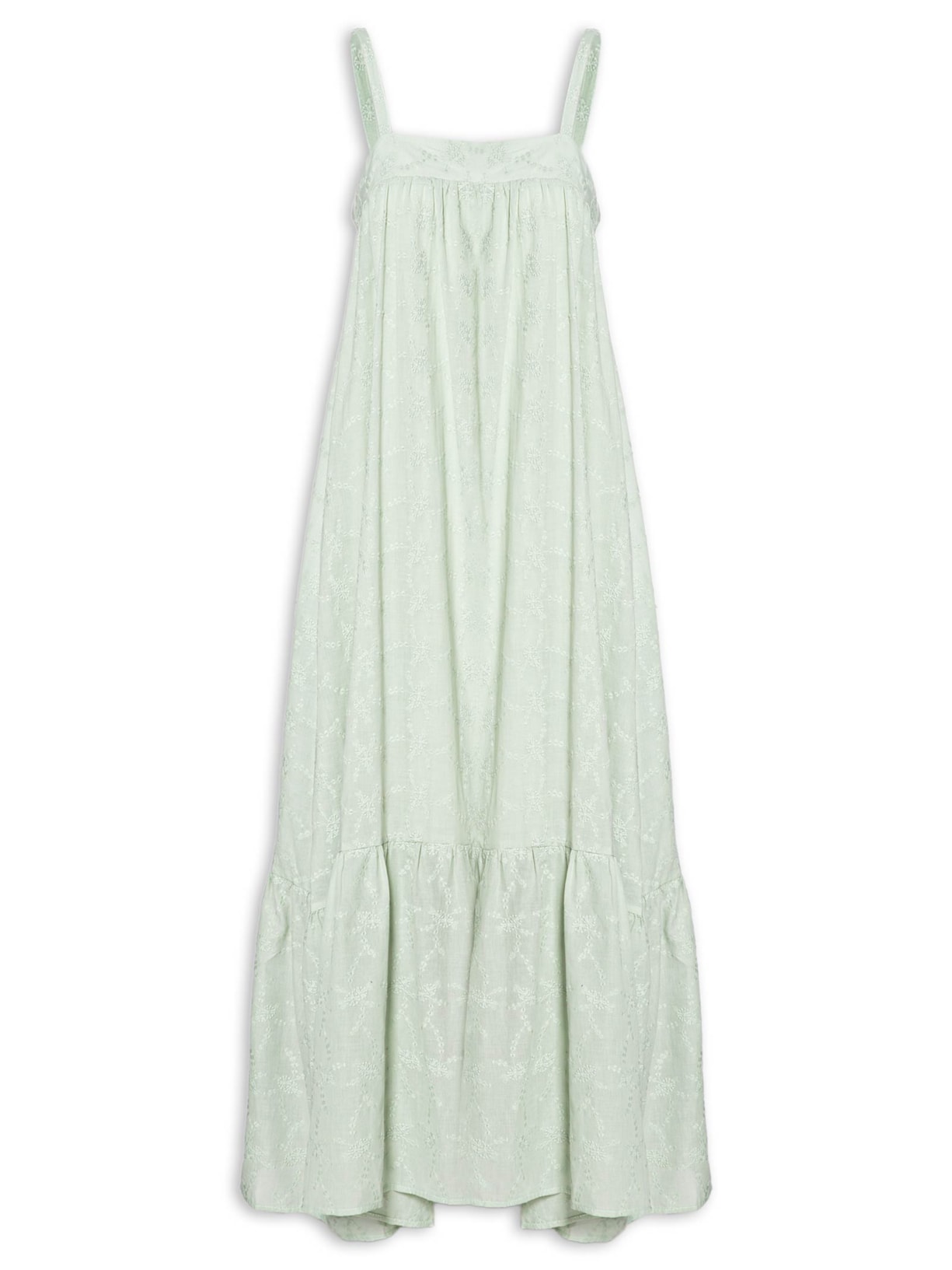 Vestido Midi Bordado Primavera - Verde