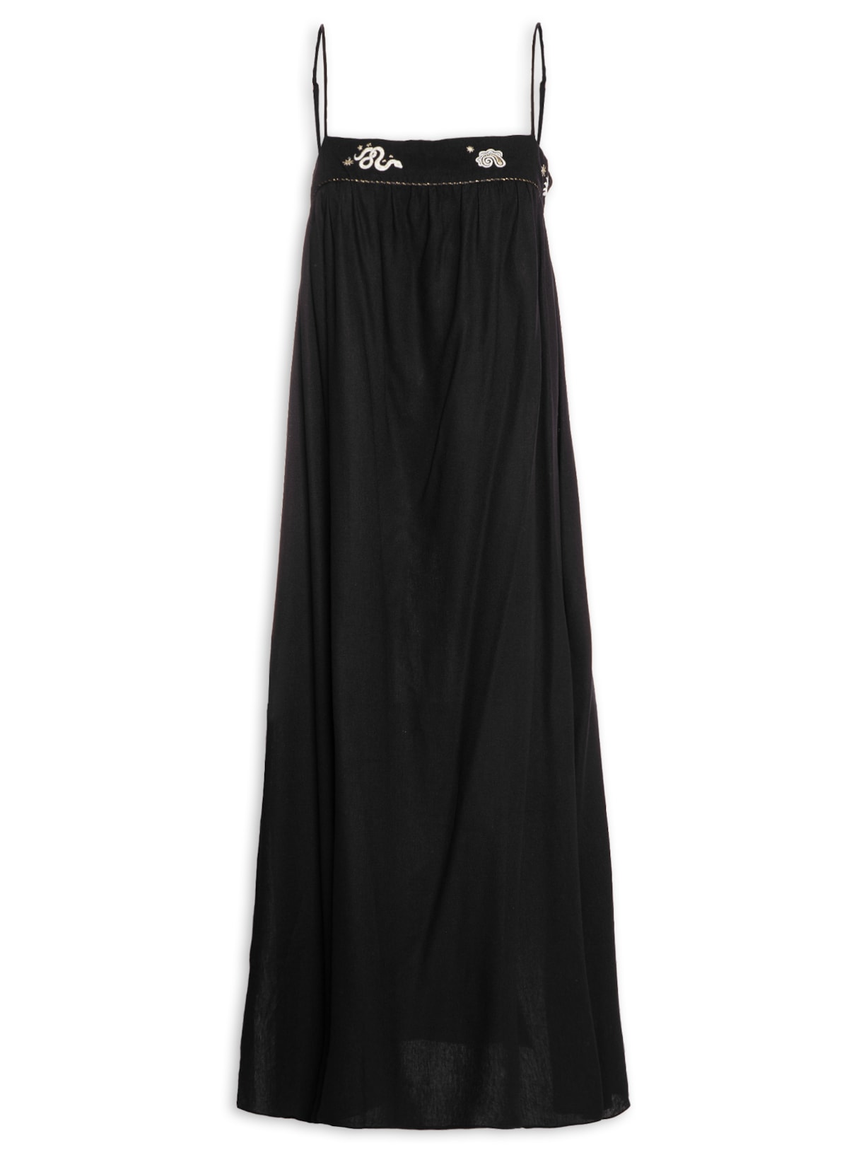 Vestido Midi Bordado Sonhos - Preto