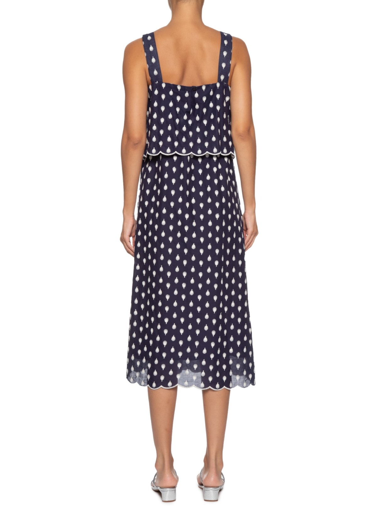 Vestido Midi Bordado Tree Azul Cantão