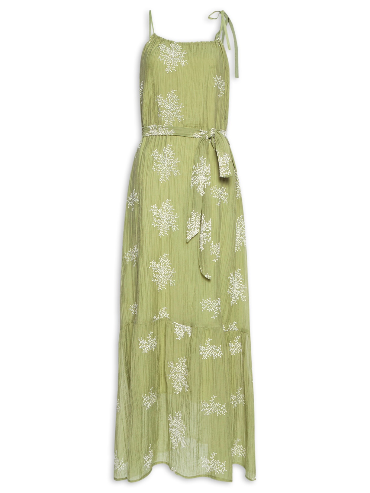 Vestido Midi Bordado - Verde