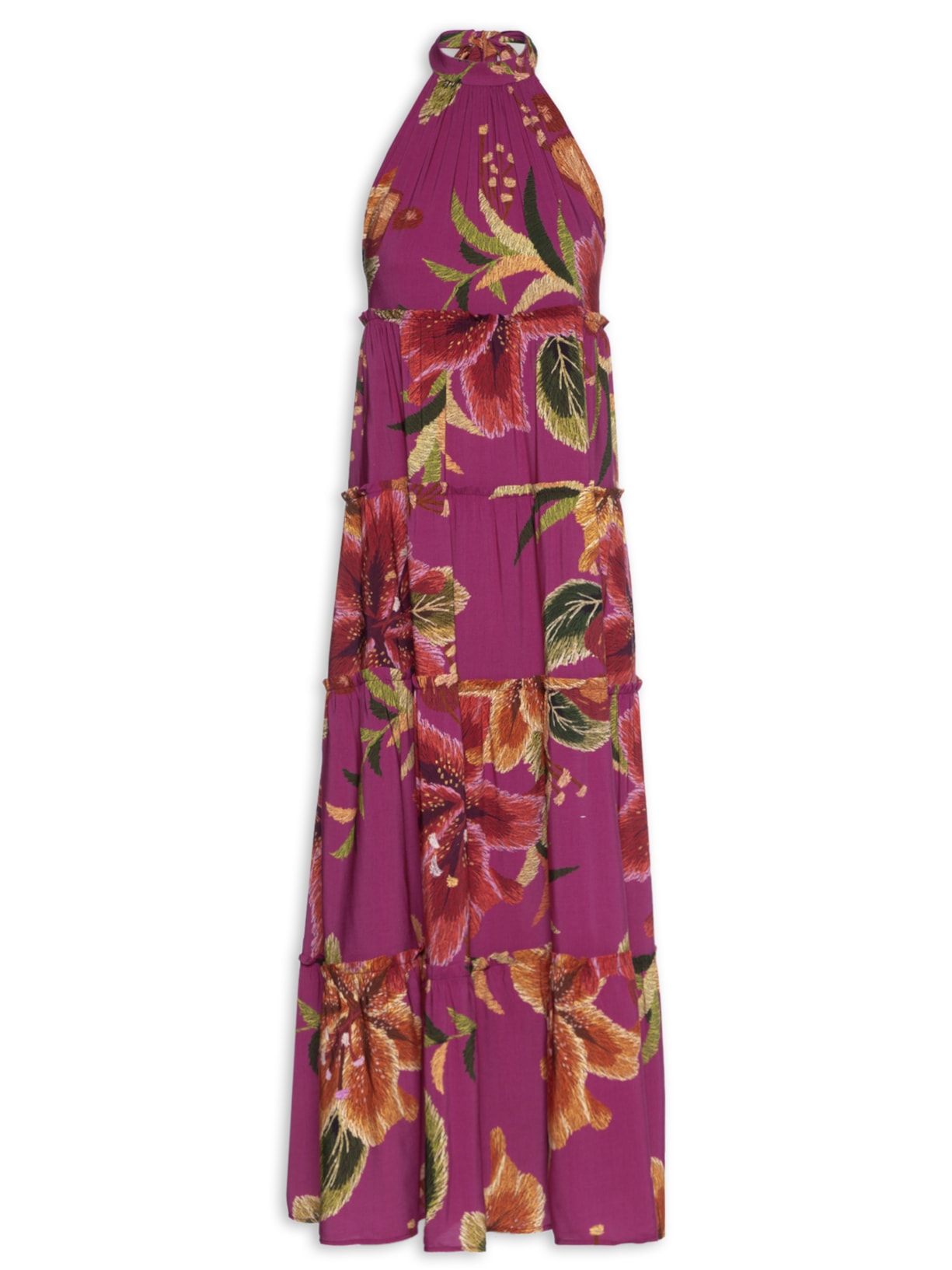 Vestido Midi Bordando Flor - Rosa