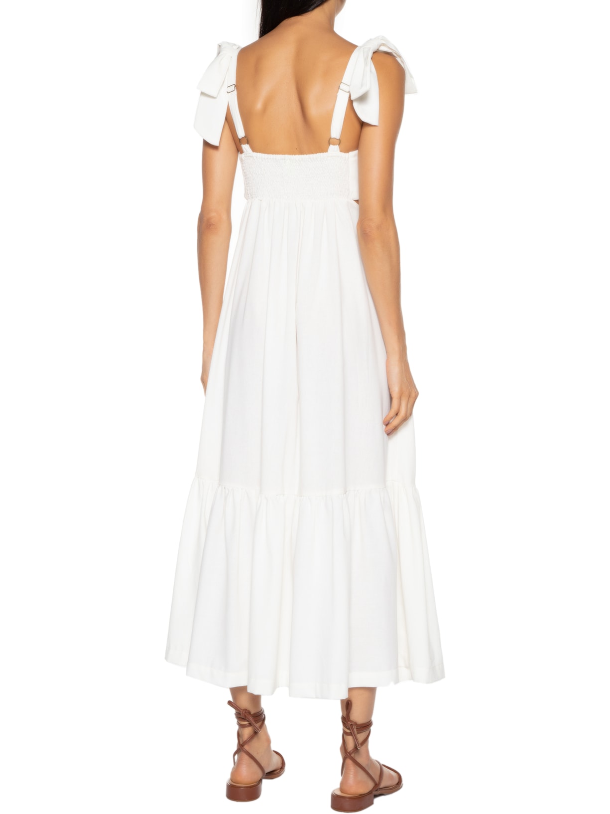 VESTIDO MIDI BOTOES FRENTE Branco Farm