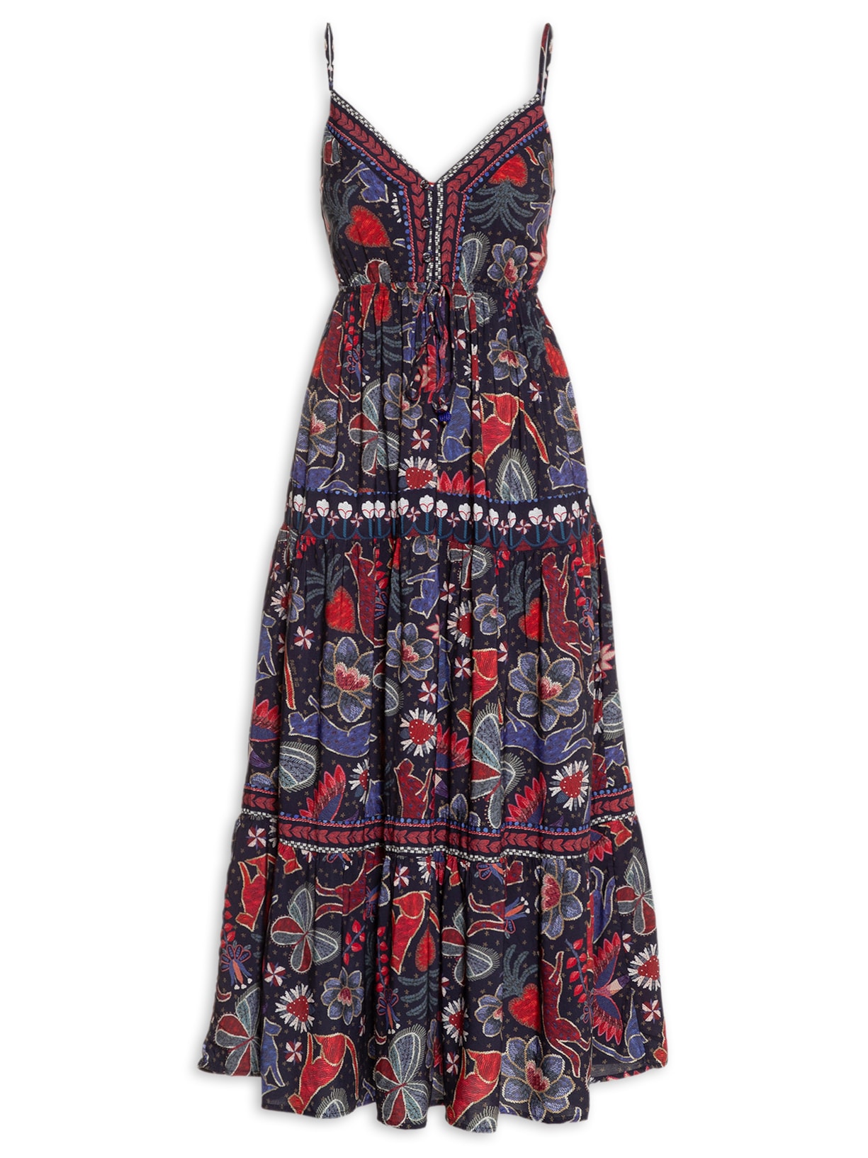 Vestido Midi Brilho Tropical - Azul