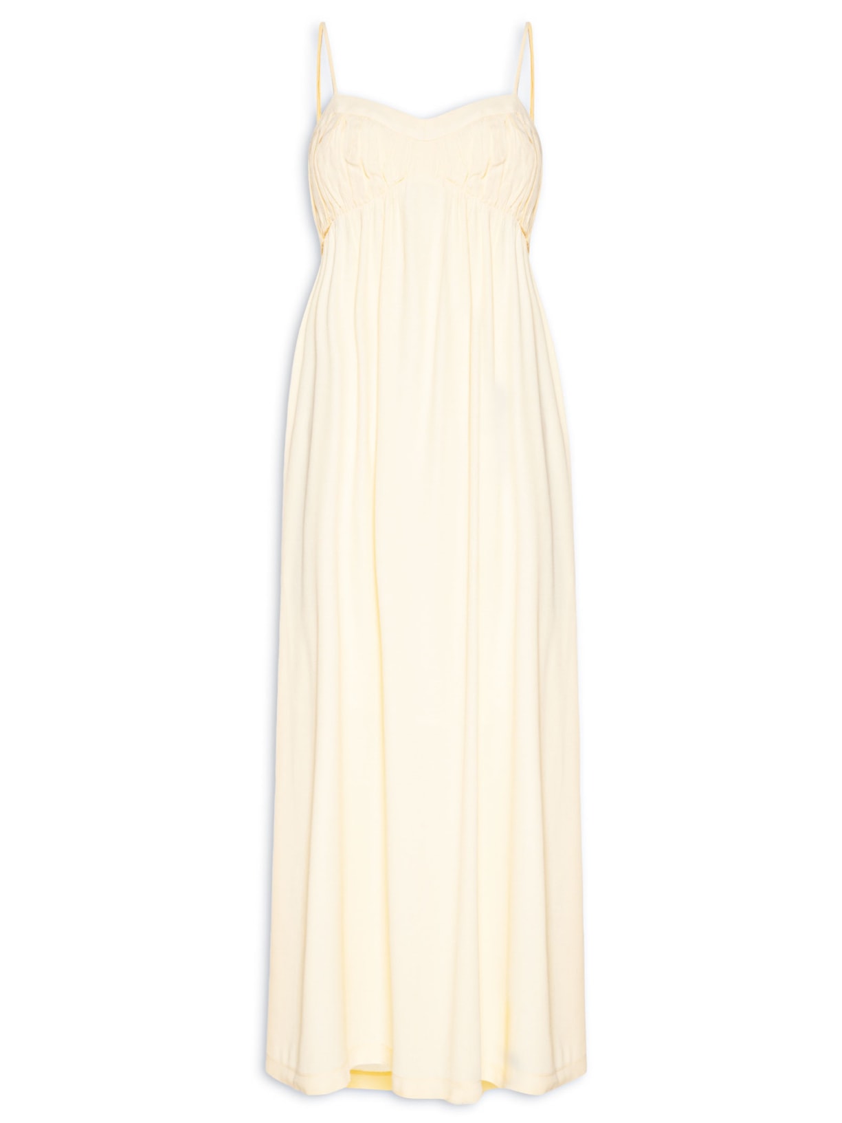 Vestido Midi Busto Drapeado - Bege