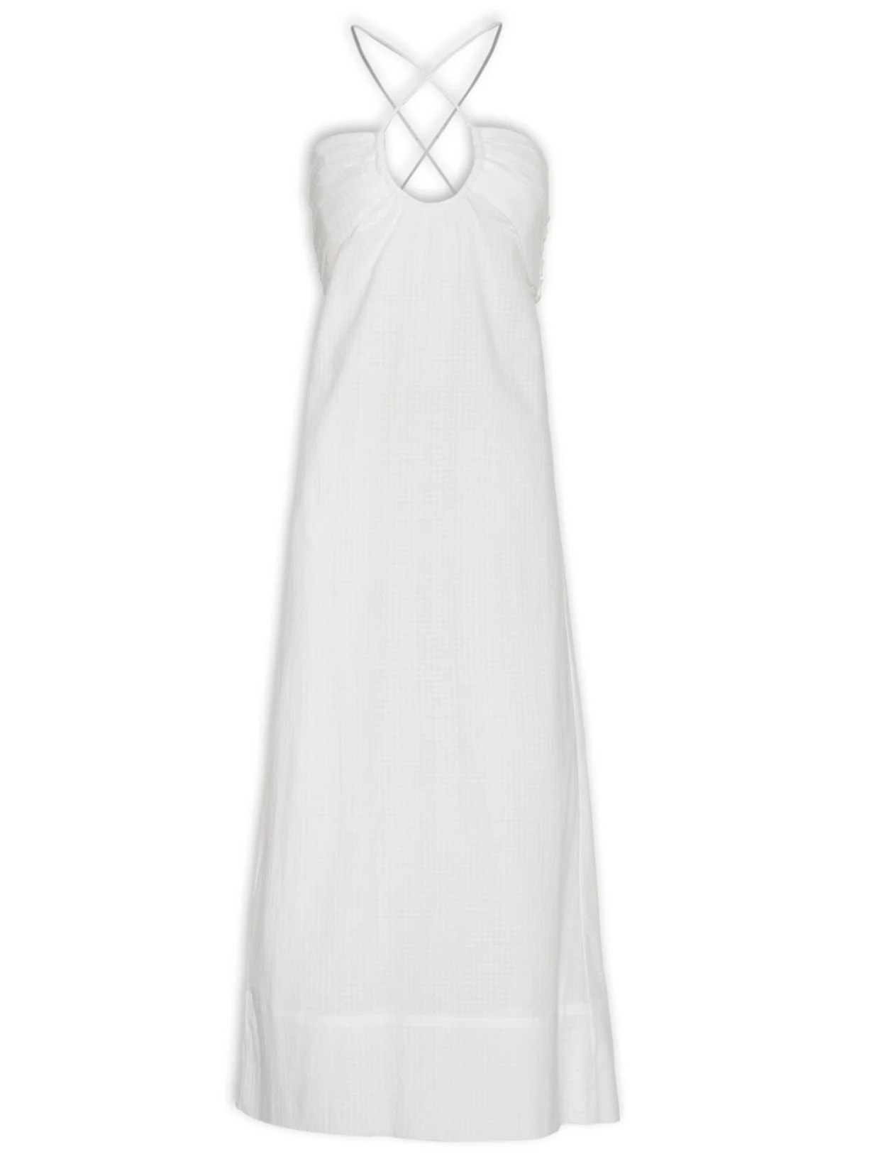Vestido Midi Busto Franzido Branco Animale