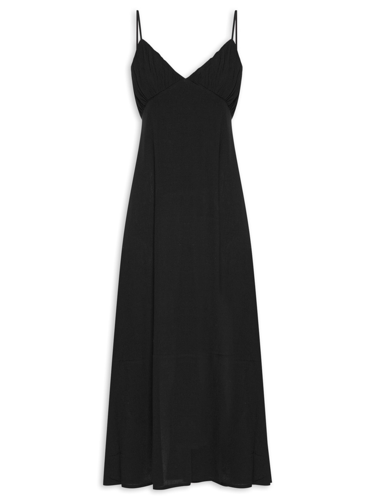 Vestido Midi Busto Franzido - Preto