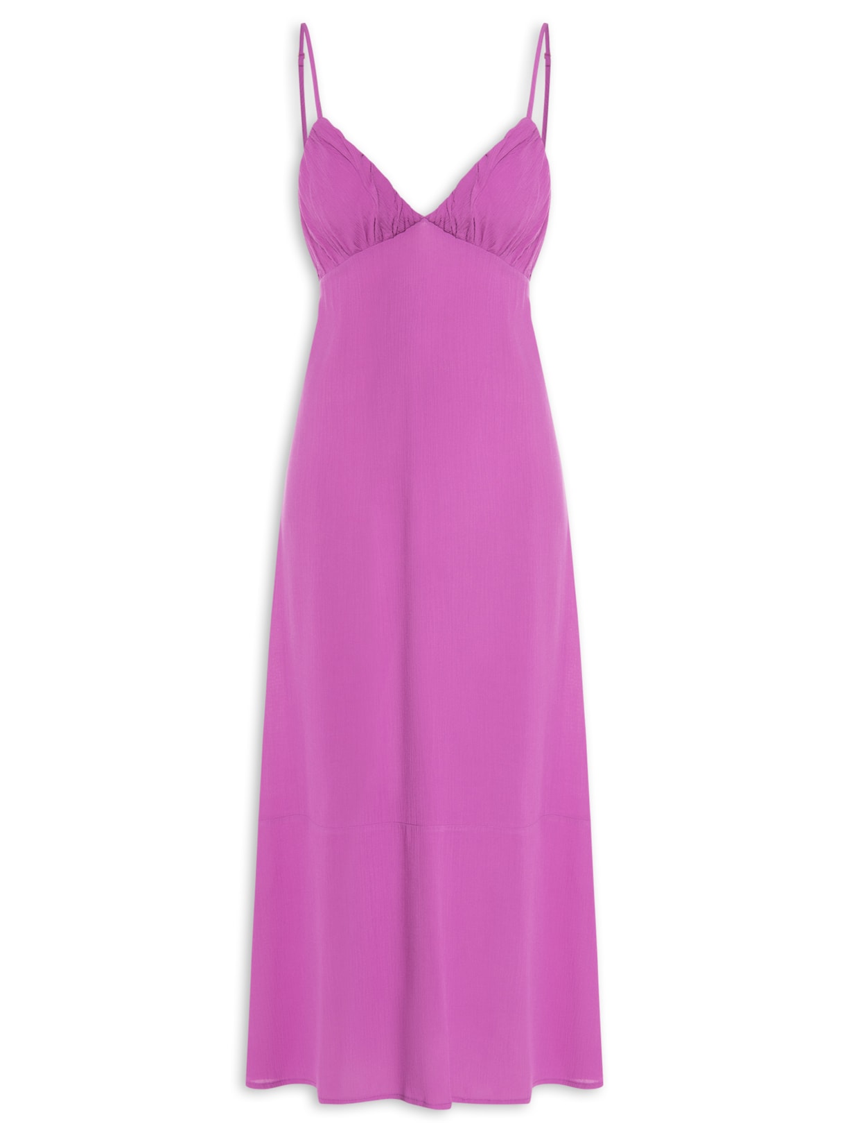Vestido Midi Busto Franzido - Rosa