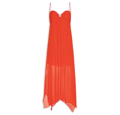 Vestido Midi Busto Franzido - Vermelho