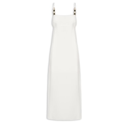 Vestido Midi Busto Pregas - Off White 