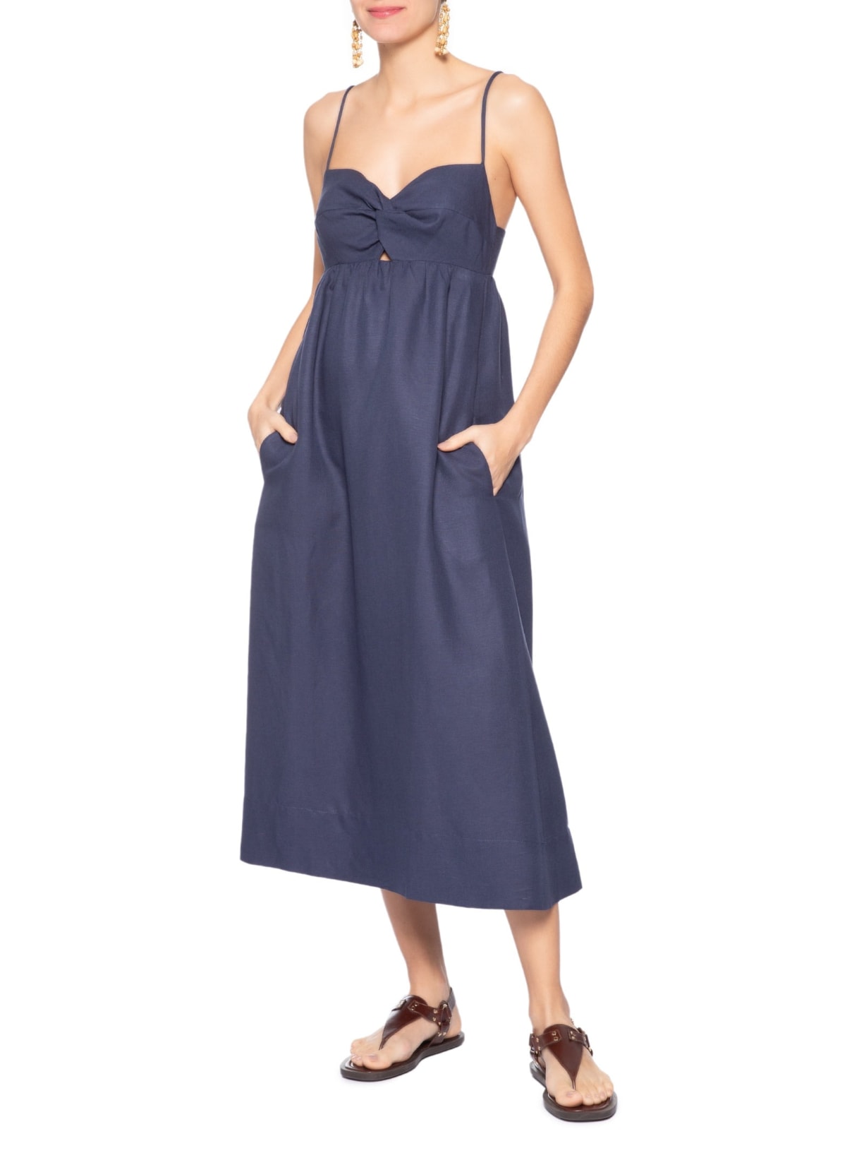 Vestido Midi Busto Torção Azul Animale