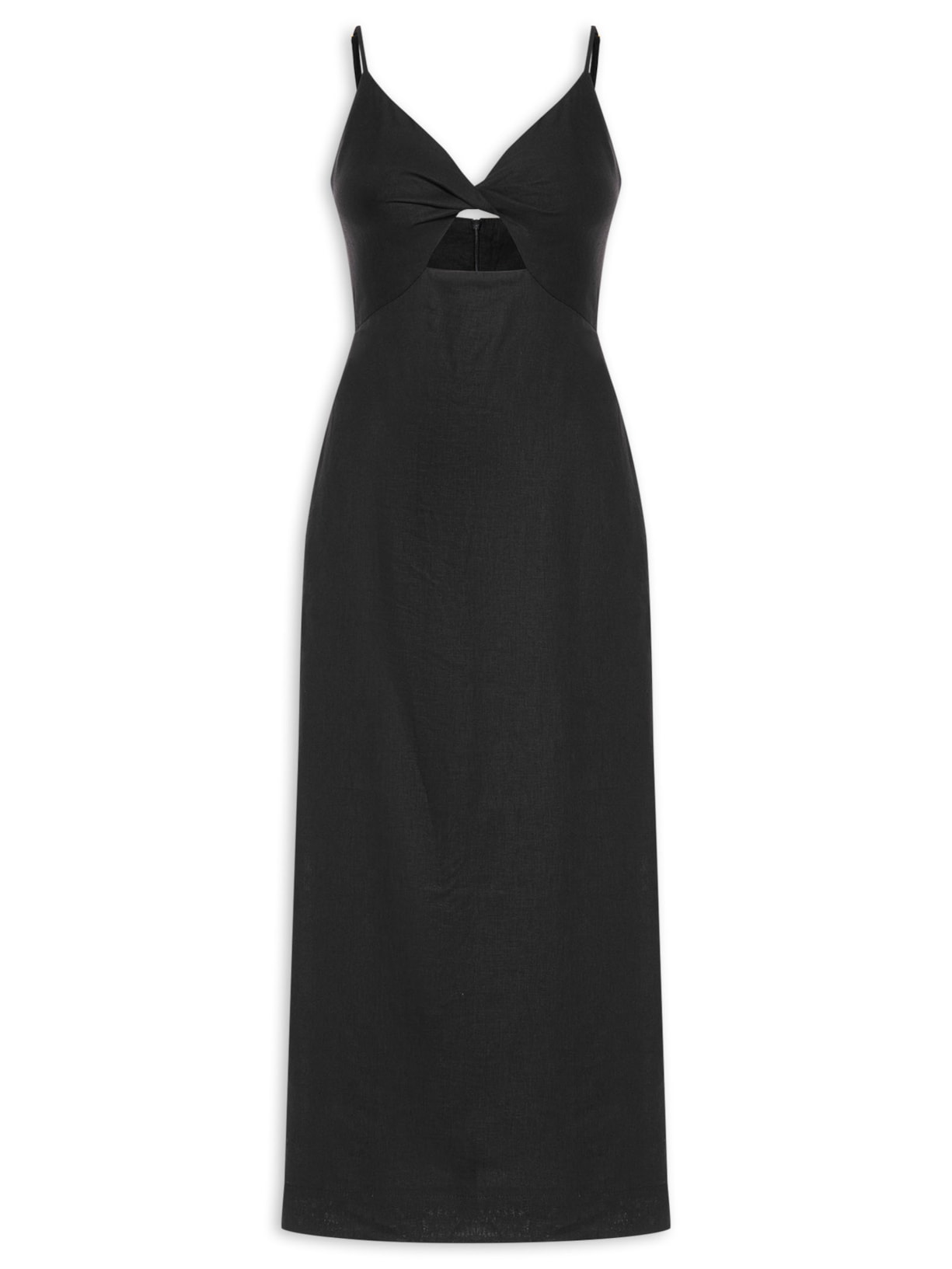 Vestido Midi Busto Torcido - Preto