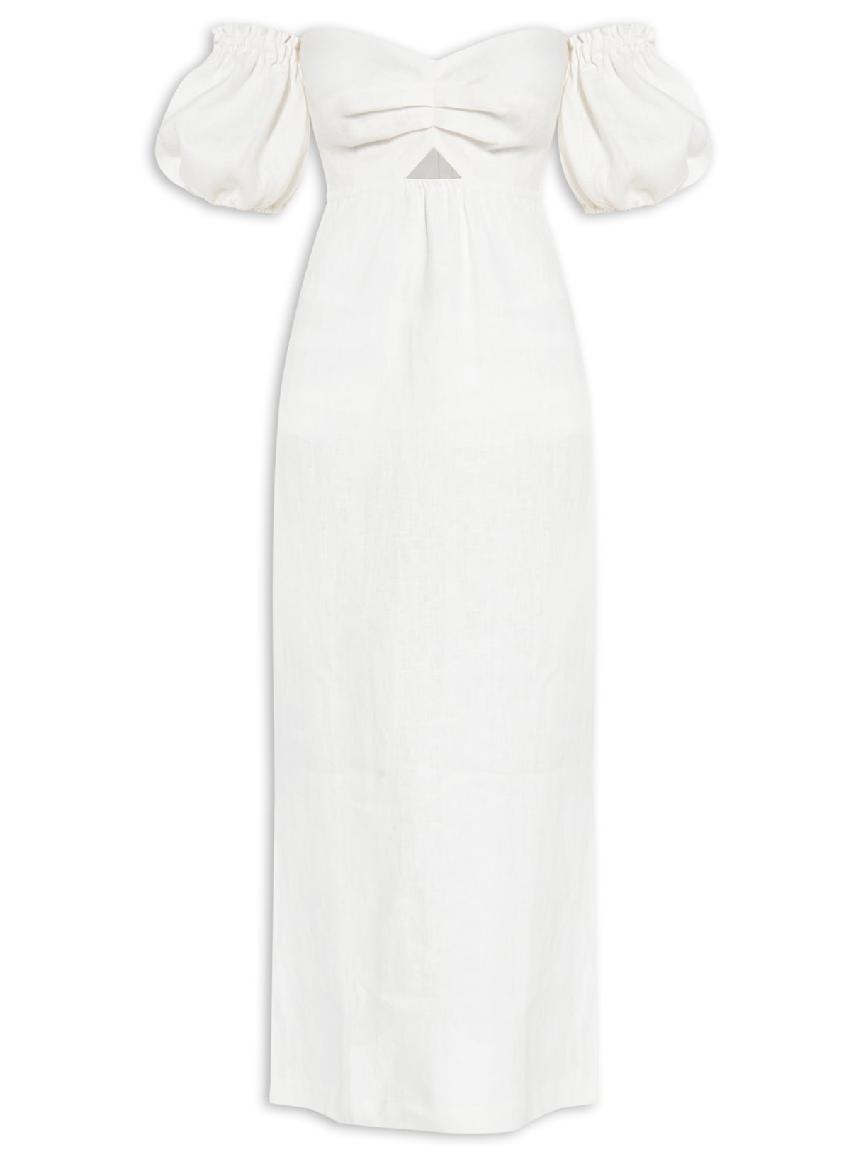 Vestido Midi Busto Vazado - Off White