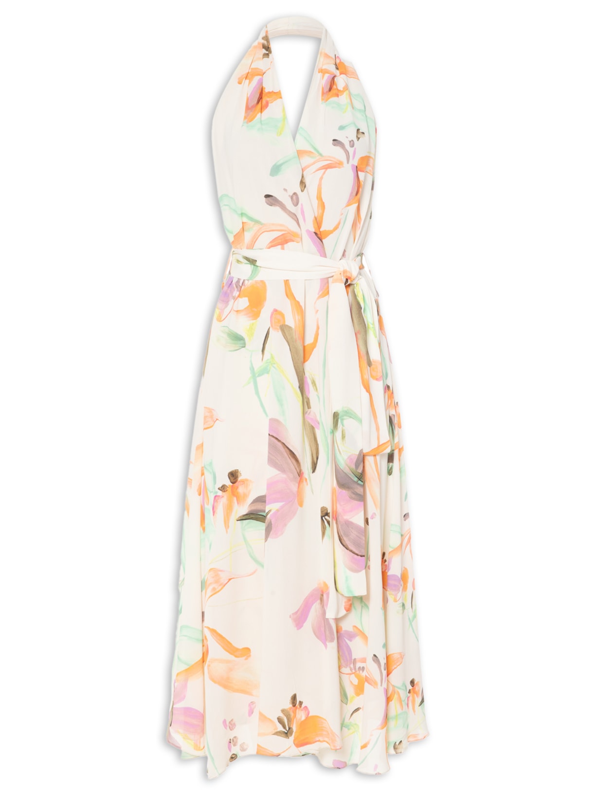 Vestido Midi Cachecoeur Floral Light - Bege
