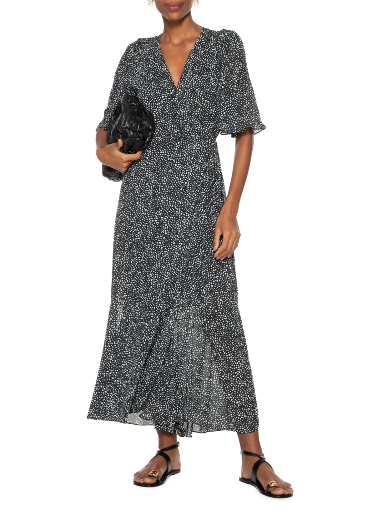 Vestido Midi Cachecouer Pois Lajedo Preto Animale