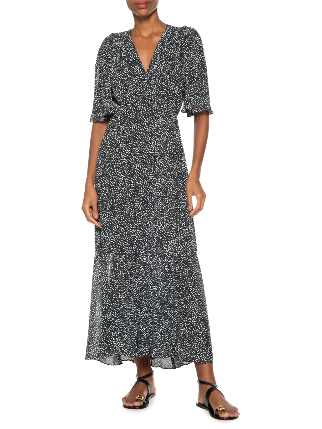 Vestido Midi Cachecouer Pois Lajedo Preto Animale