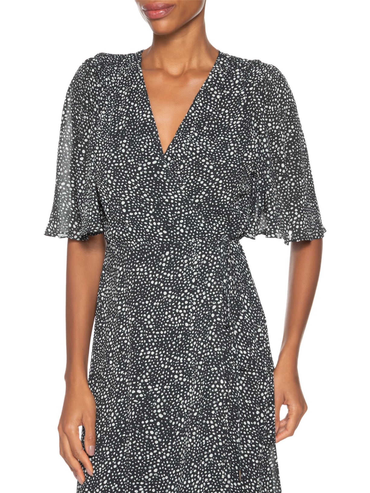 Vestido Midi Cachecouer Pois Lajedo Preto Animale