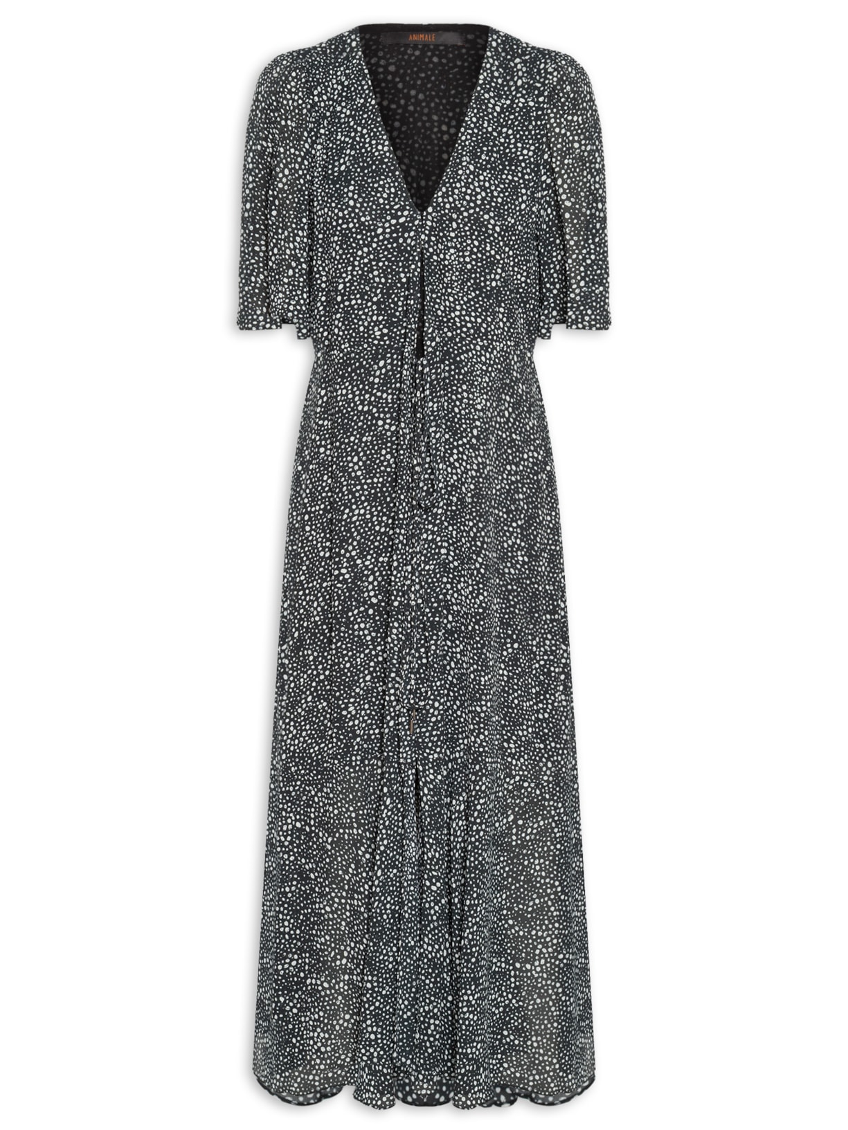 Vestido Midi Cachecouer Pois Lajedo Preto Animale