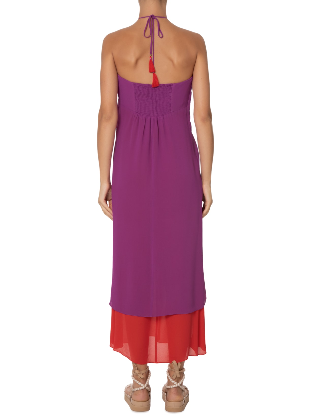 Vestido Midi Camadas Bicolor Rosa Maria Filó