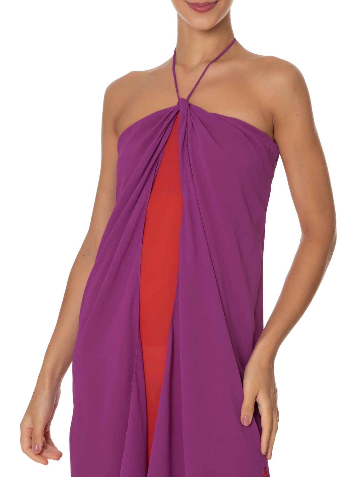 Vestido Midi Camadas Bicolor Rosa Maria Filó