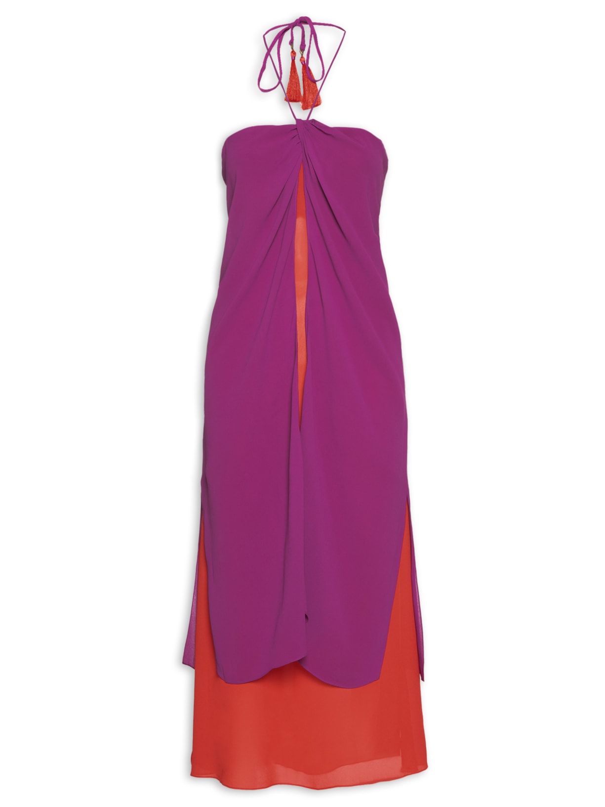 Vestido Midi Camadas Bicolor Rosa Maria Filó