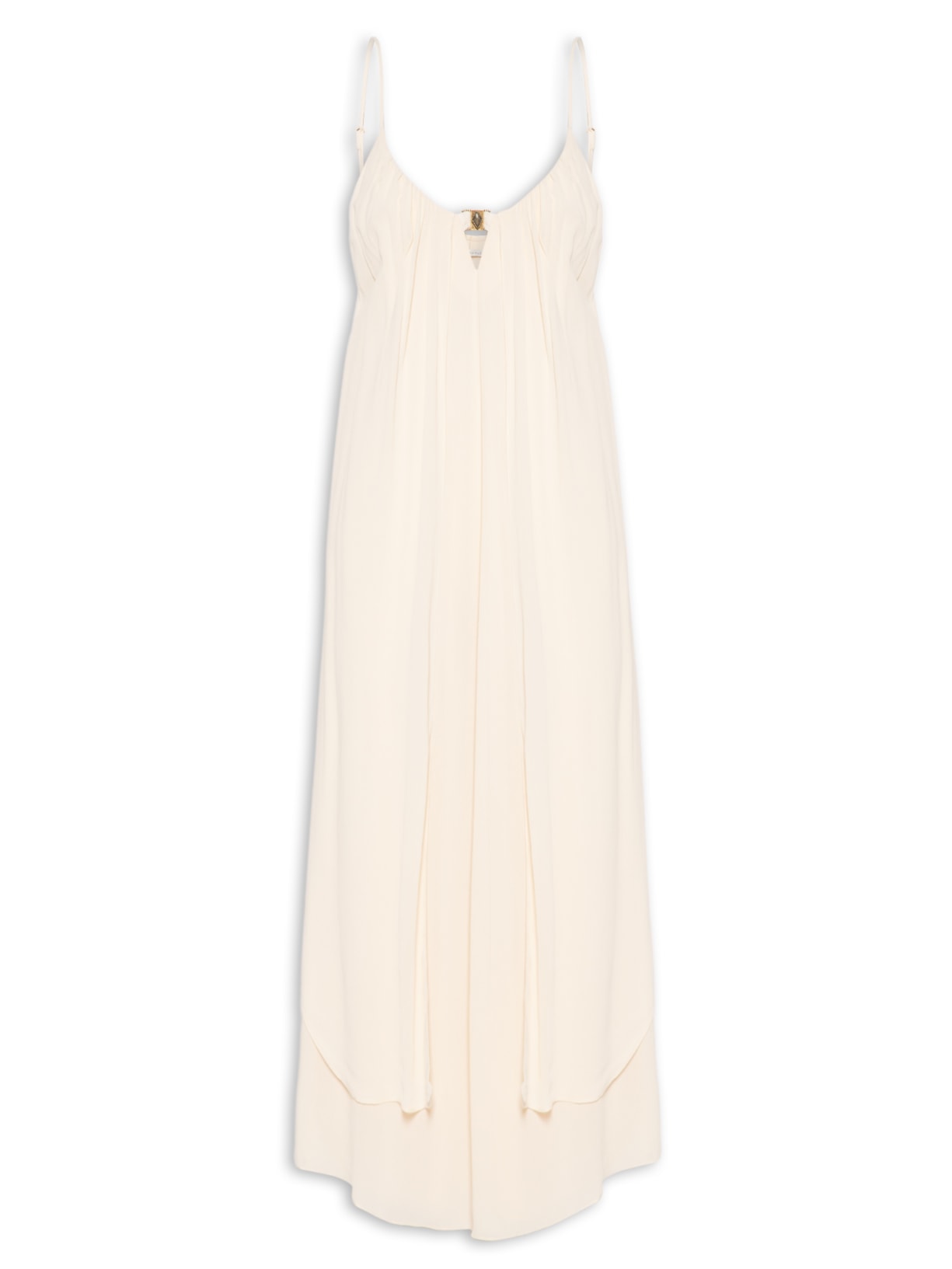 Vestido Midi Camadas GGT Busto Metal Bege Maria Filó