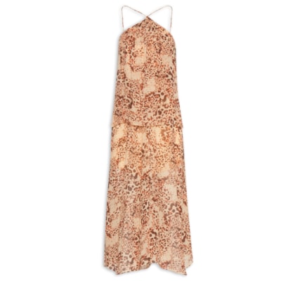 Vestido Midi Camadas Onça Parda - Animal Print