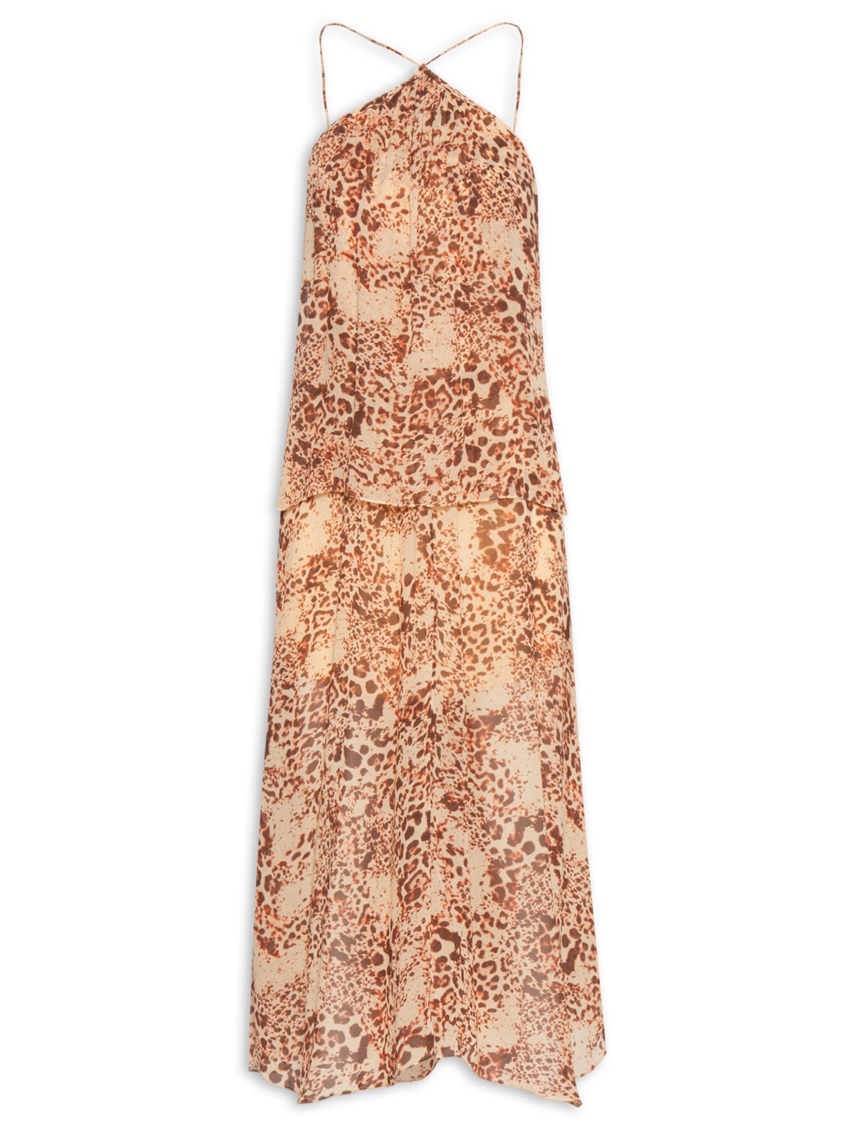 Vestido Midi Camadas Onça Parda - Animal Print