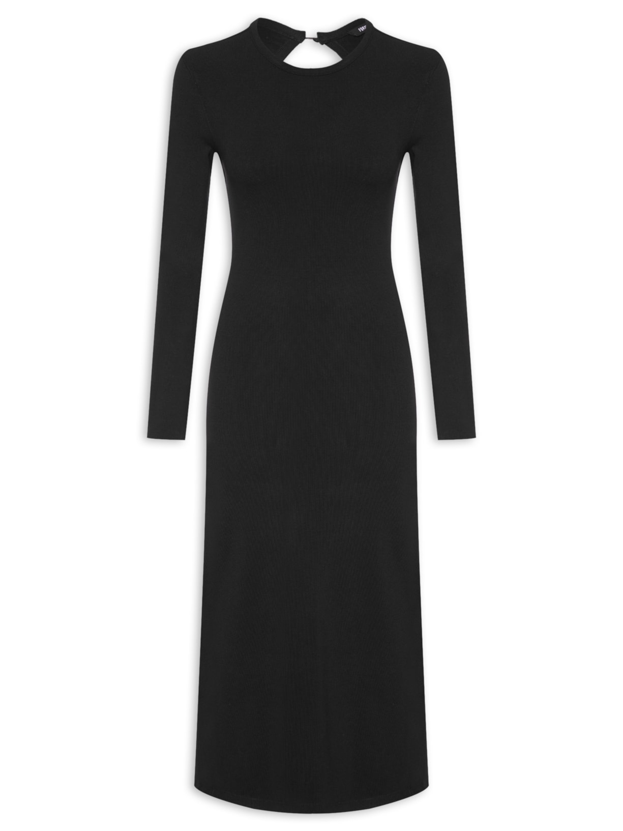 Vestido Midi Canelado - Preto