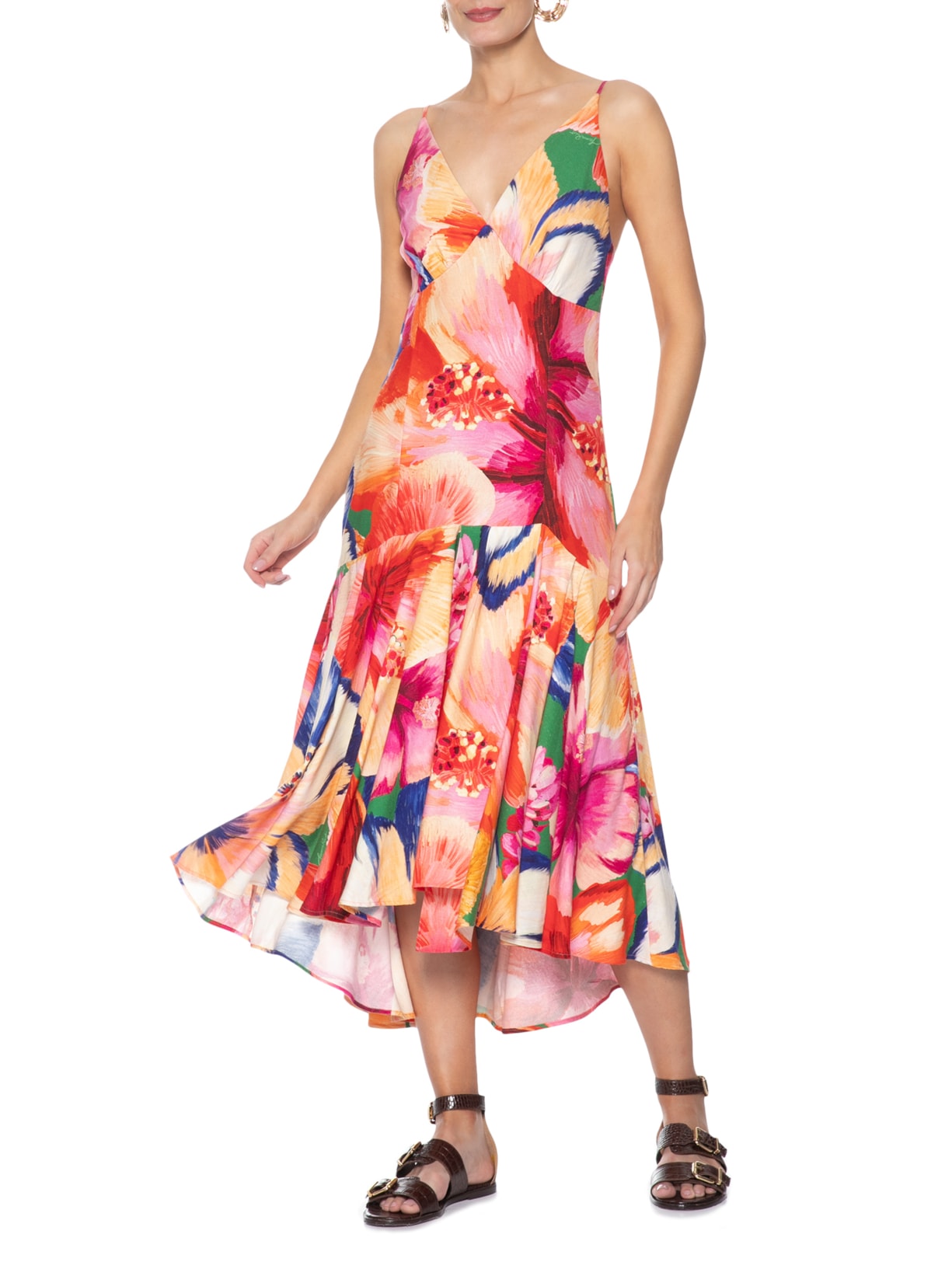 Vestido Midi Caribe Rosa Farm