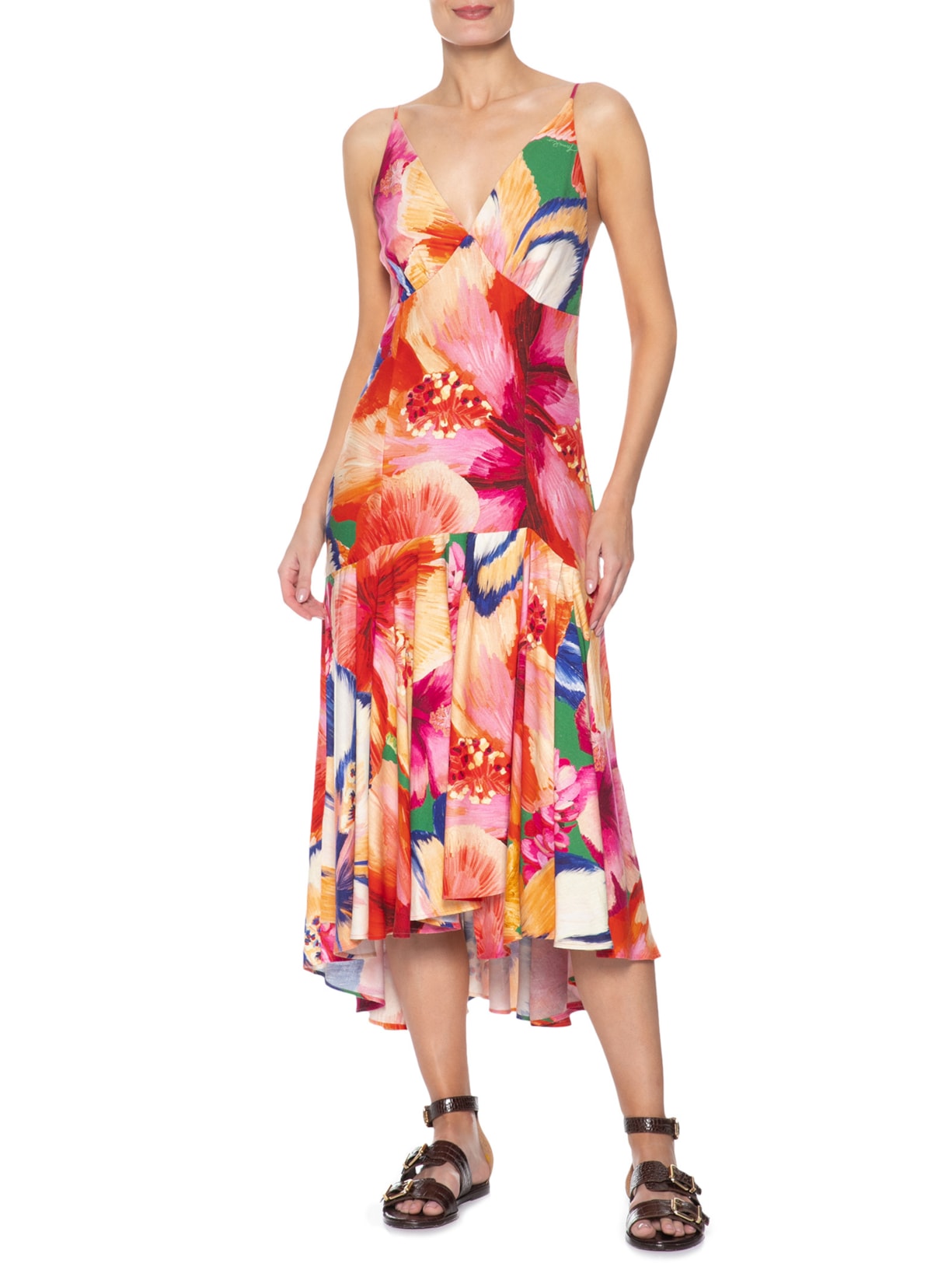 Vestido Midi Caribe Rosa Farm