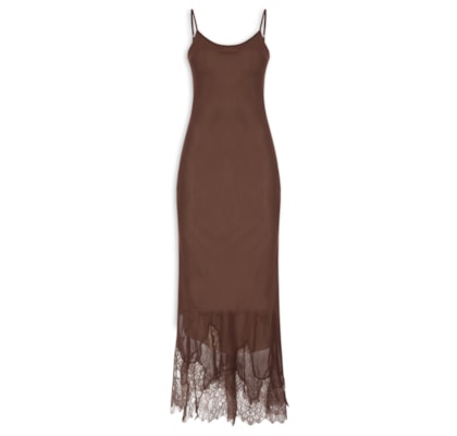 Vestido Midi Catarina Renda - Marrom