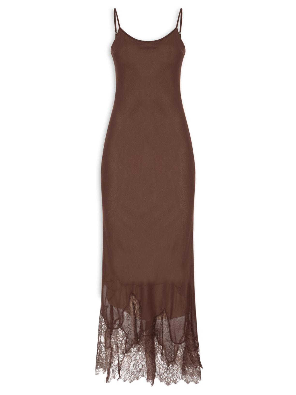 Vestido Midi Catarina Renda - Marrom