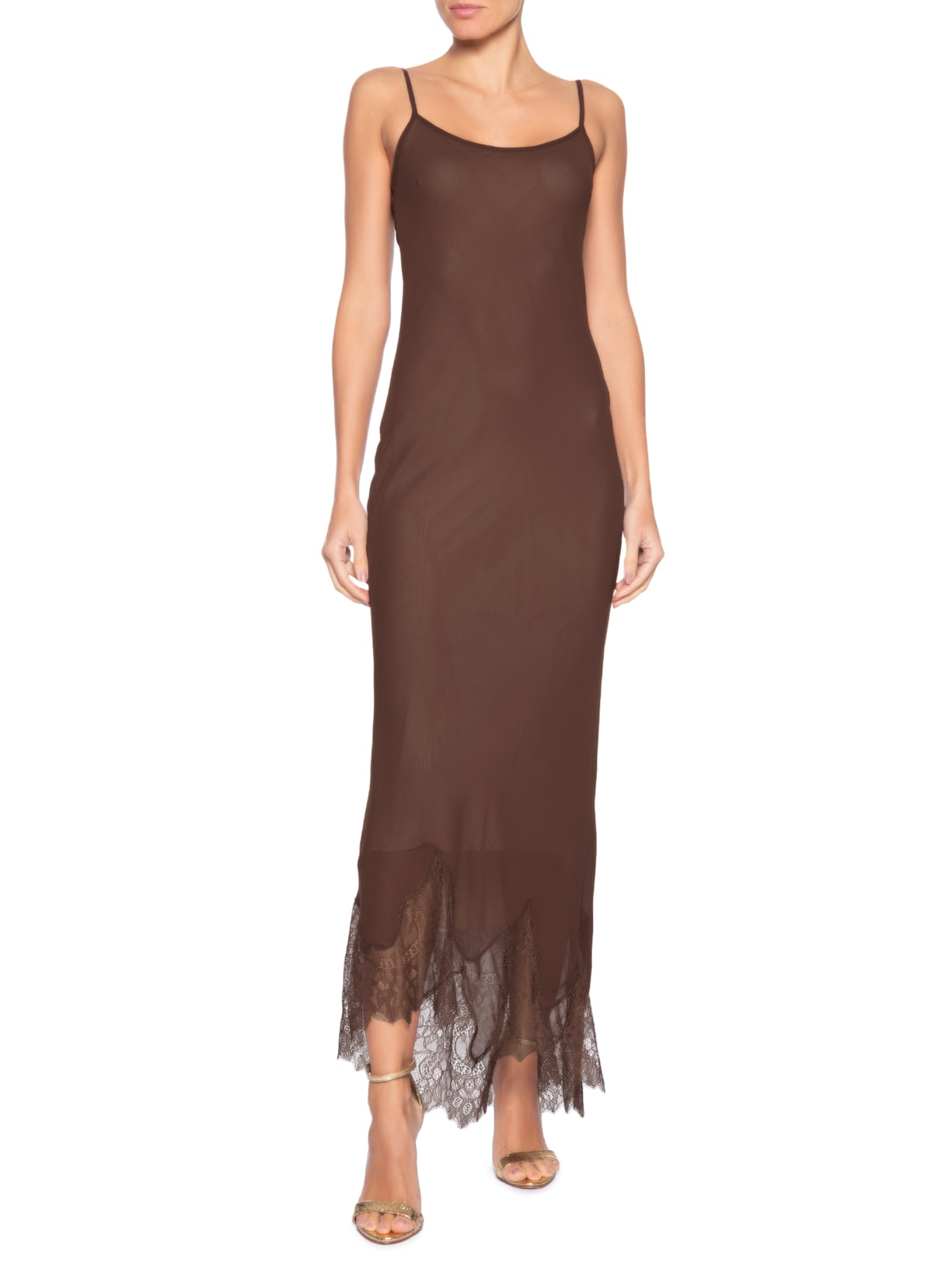 Vestido Midi Catarina Renda Marrom Fabulous Agilitá