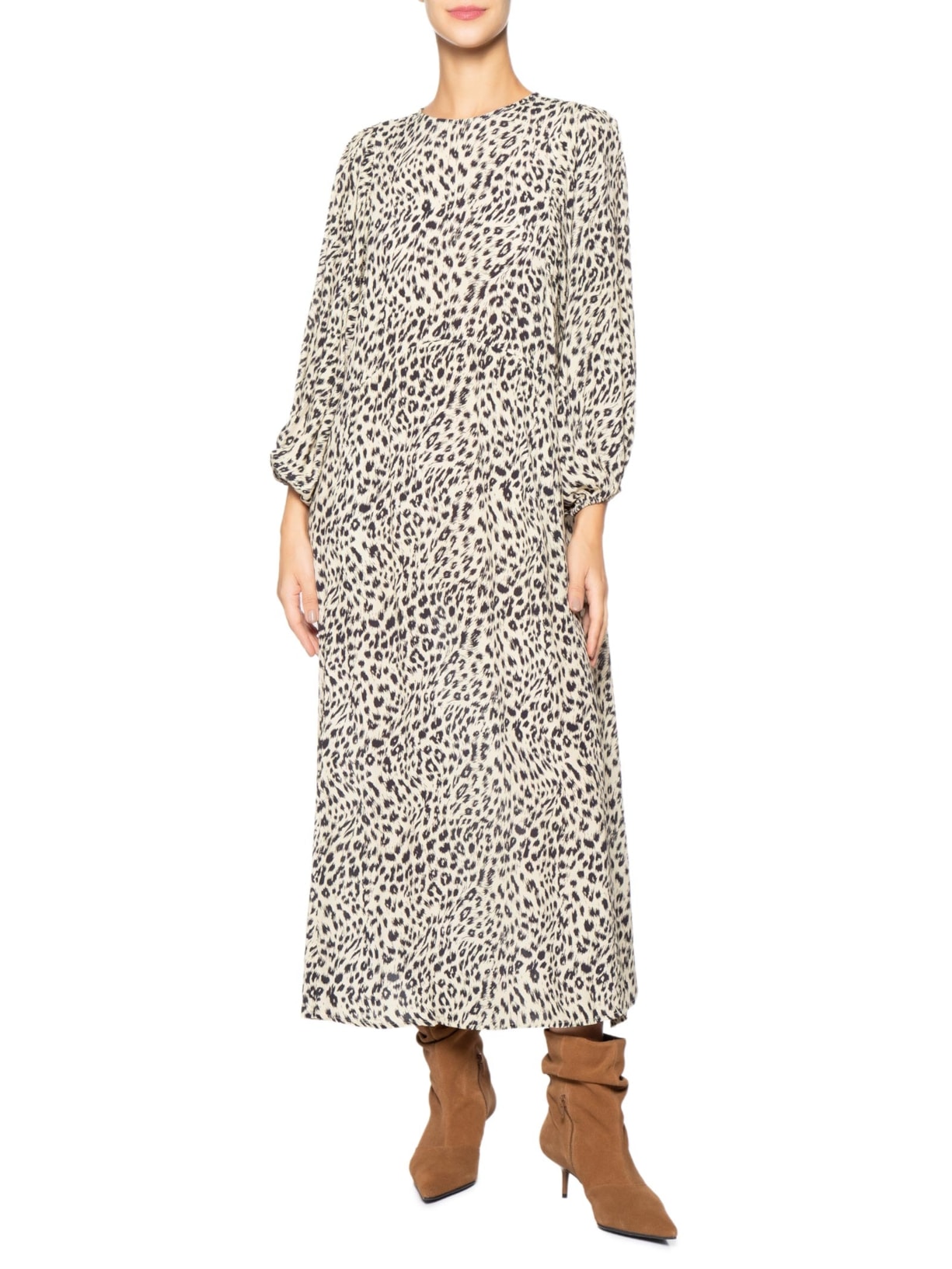 Vestido Midi Cava Quadrada Onça Abby Animal Pint Animale