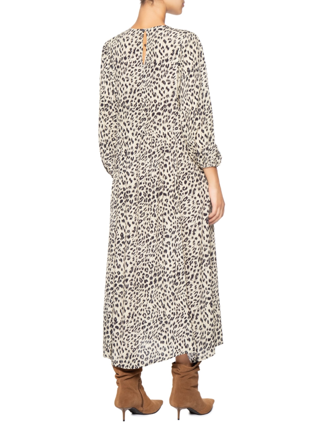 Vestido Midi Cava Quadrada Onça Abby Animal Pint Animale