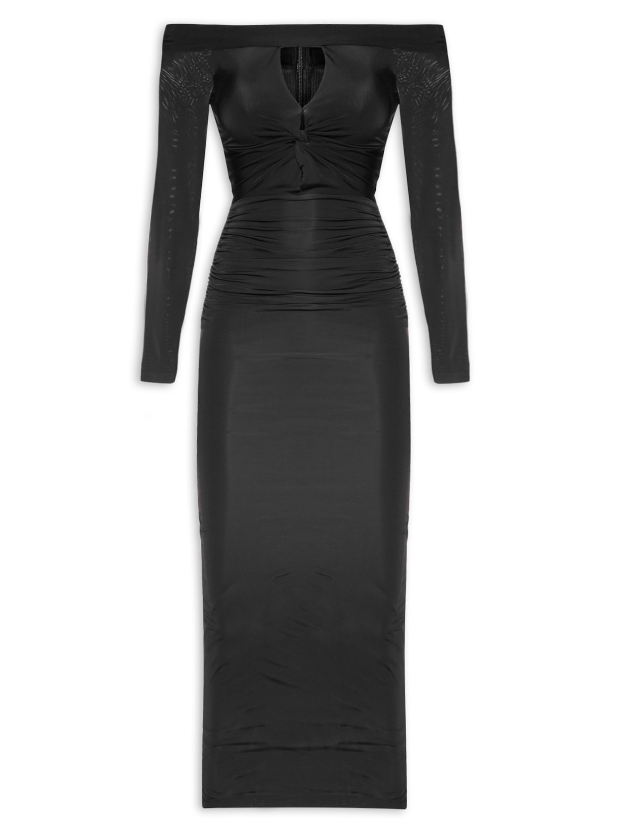 Vestido Midi Cecilia Ombro A Ombro - Preto