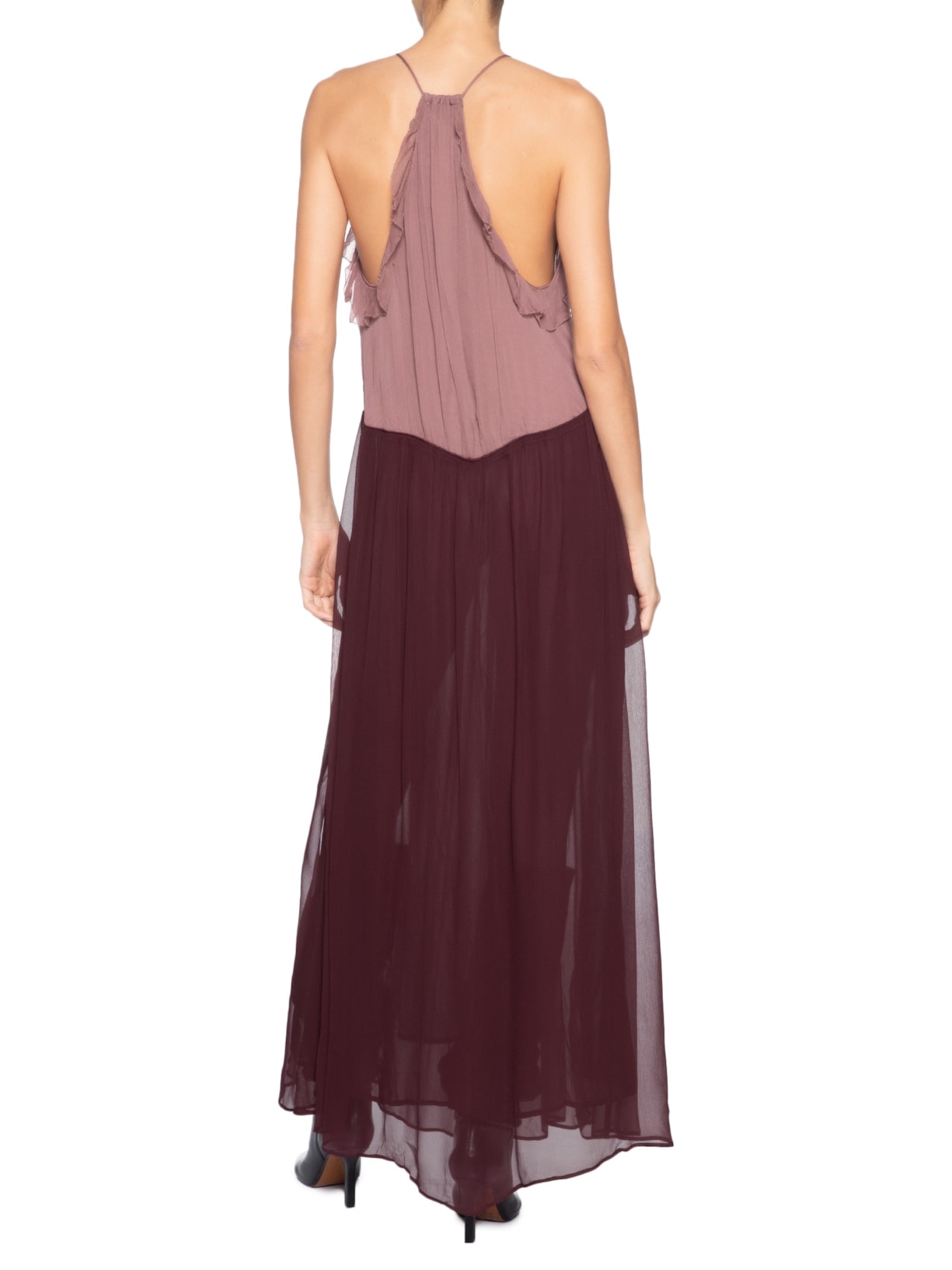 Vestido Midi Chiffon Tricolor – Rosa Animale