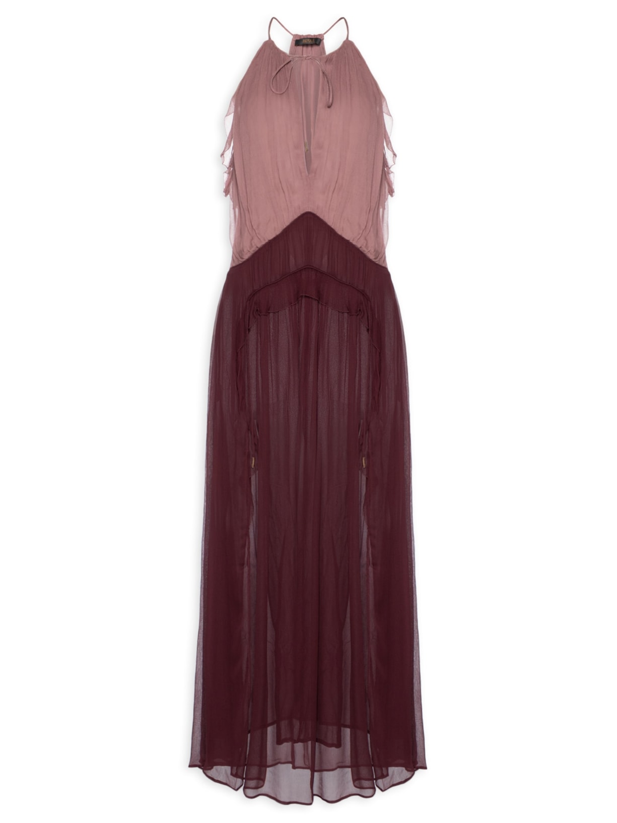 Vestido Midi Chiffon Tricolor – Rosa
