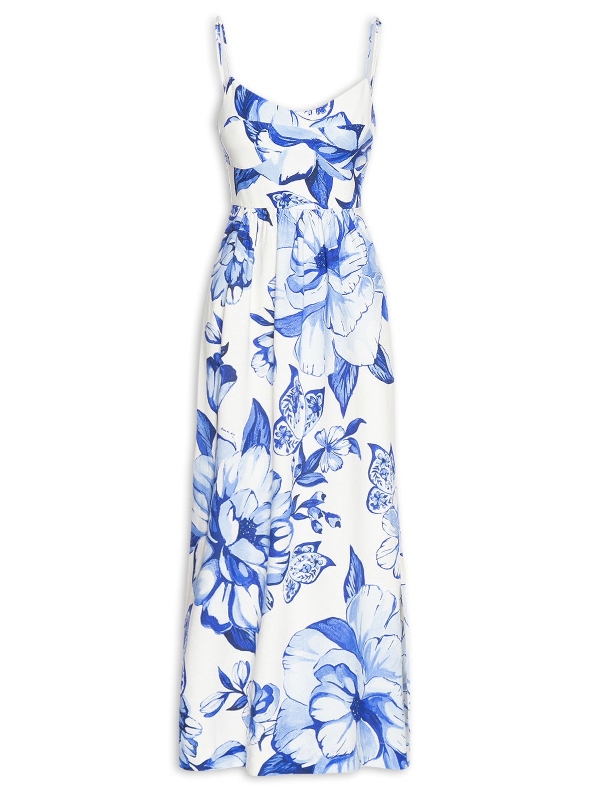 Vestido Midi Chita Porcelana - Azul