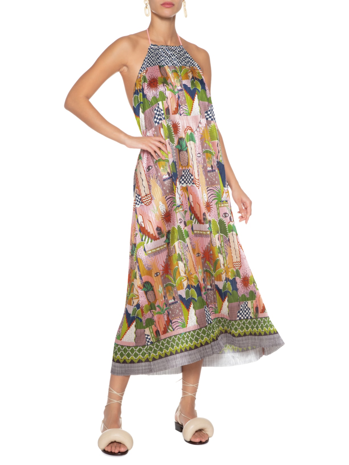 Vestido Midi Cidade Mística Rosa Farm