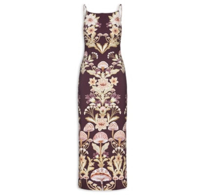 Vestido Midi Cogumelo Em Flor - Vermelho