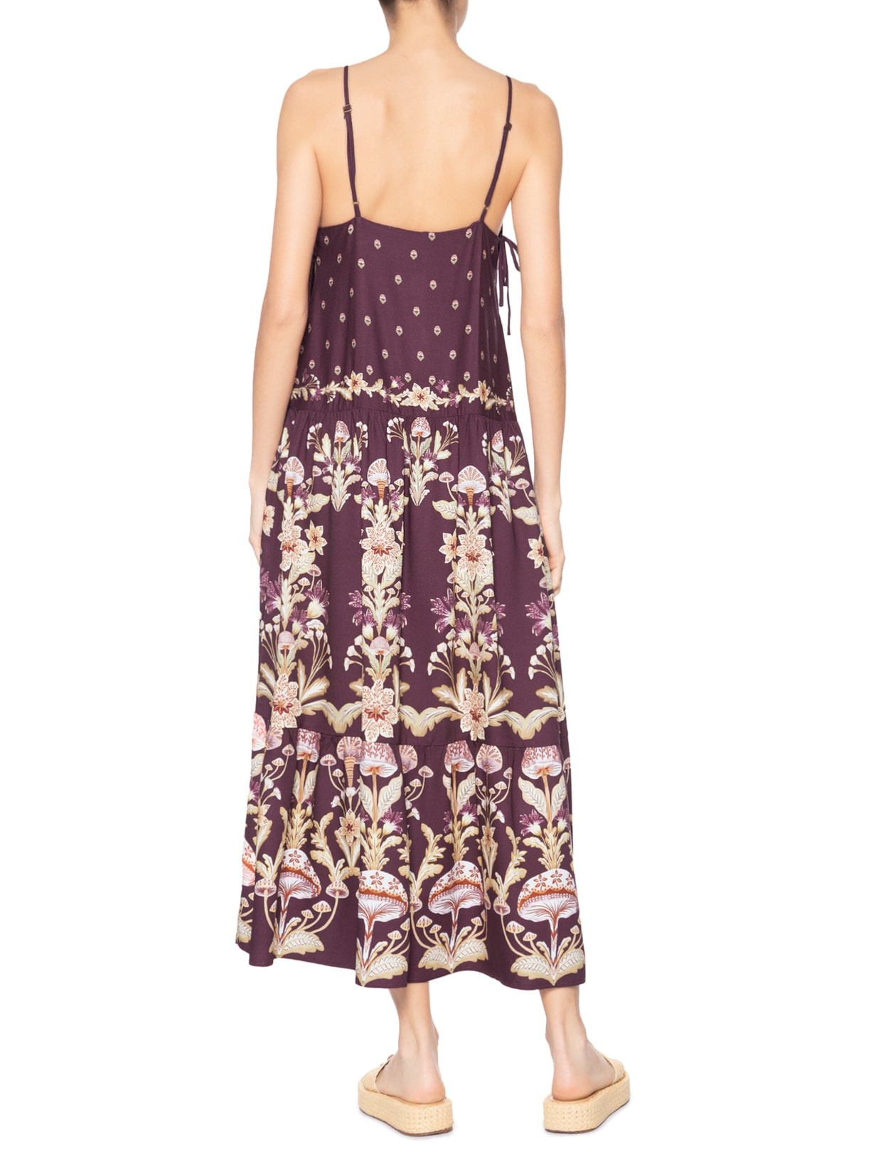 Vestido Midi Cogumelo Em Flor Vermelho Farm